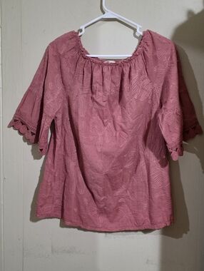 Embroidered Dusty Rose Peasant Tunic Top Terzo Millennio  Used Size M
